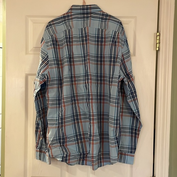 Men's Thomas Pink blue, red, yellow striped button down shirt, size xl - Picture 2 of 5